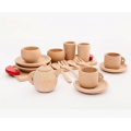 Vintage Natural Color Wooden Kids Pretend Play Toy Tea Set